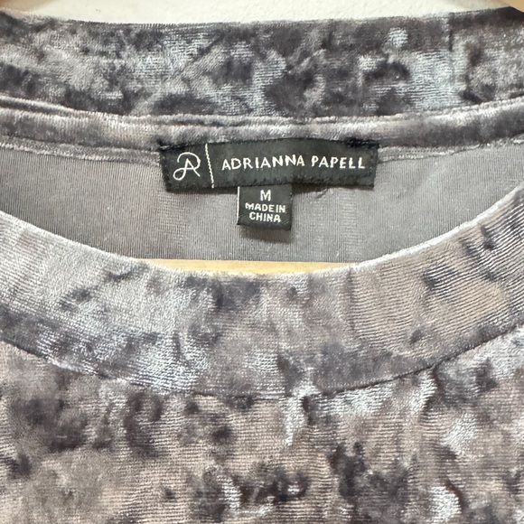 NWOT Adrianna Papell Gray Crushed Velvet Long Sleeve Sweatshirt Top M - Picture 10 of 10
